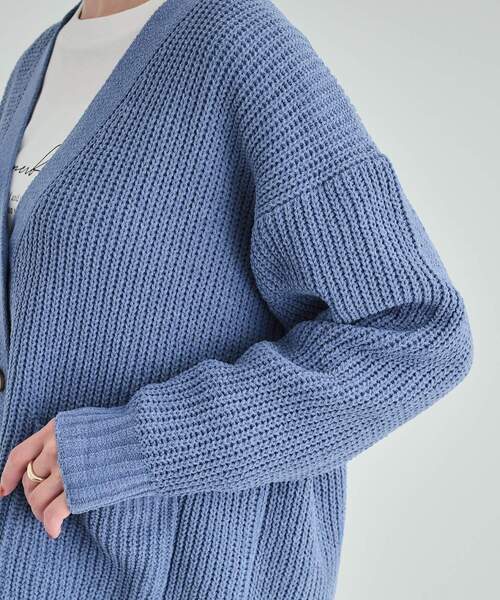 セール】【高レビュー/洗える】ポケット付きが嬉しい ざっくり編み V