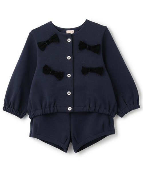 petit main(プティマイン)の「【リンク】リボンカットセットアップ(キッズ)(セットアップ・キッズ・ネイビー/ライトベージュ・80cm/90cm/100cm/110cm/120cm/130cm)」の3枚目の写真