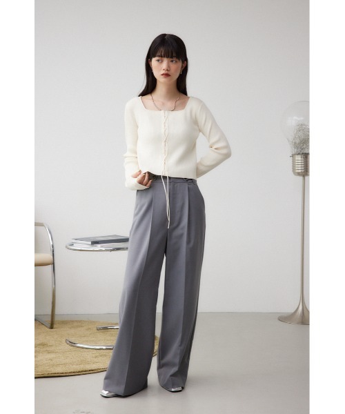 AZUL by moussy(アズールバイマウジー)の「レースアップデザインリブニット(ニット/セーター・レディース・ブラック/グレー/ピンク/ブルー/アイボリー・FREE)」の8枚目の写真