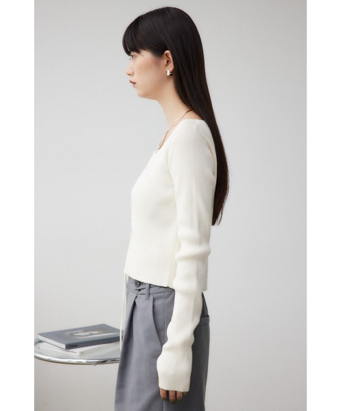 AZUL by moussy(アズールバイマウジー)の「レースアップデザインリブニット(ニット/セーター・レディース・ブラック/グレー/ピンク/ブルー/アイボリー・FREE)」の10枚目の写真