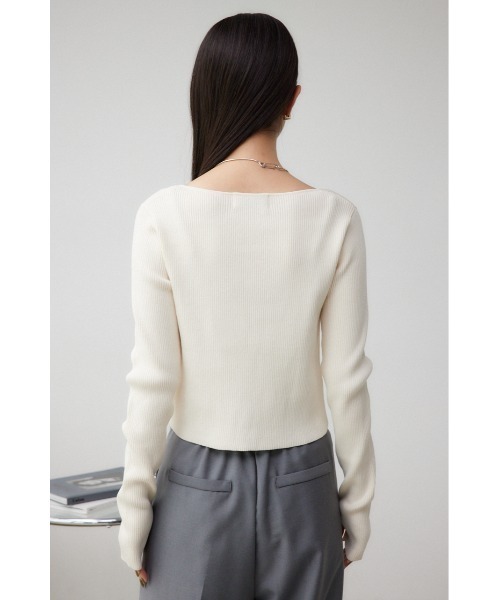 AZUL by moussy(アズールバイマウジー)の「レースアップデザインリブニット(ニット/セーター・レディース・ブラック/グレー/ピンク/ブルー/アイボリー・FREE)」の11枚目の写真