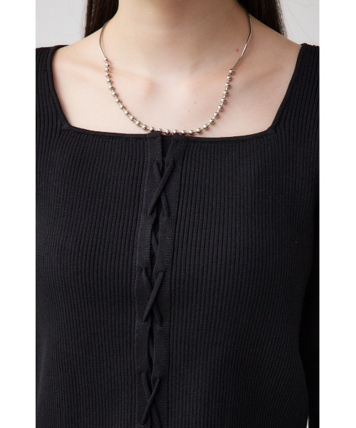 AZUL by moussy(アズールバイマウジー)の「レースアップデザインリブニット(ニット/セーター・レディース・ブラック/グレー/ピンク/ブルー/アイボリー・FREE)」の22枚目の写真