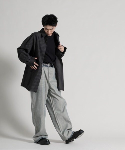 【セール】【aimoha neo】Distressed Vintage Checkered Oversized Shirt(シャツ/ブラウス)|aimoha(アイモハ)
