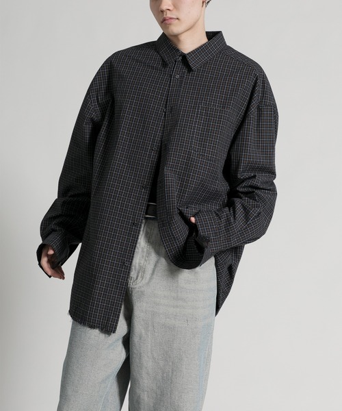 aimoha(アイモハ)の「【aimoha neo】Distressed Vintage Checkered Oversized Shirt(シャツ/ブラウス・メンズ・ダークグレー・MEDIUM/LARGE/X-LARGE)」の3枚目の写真