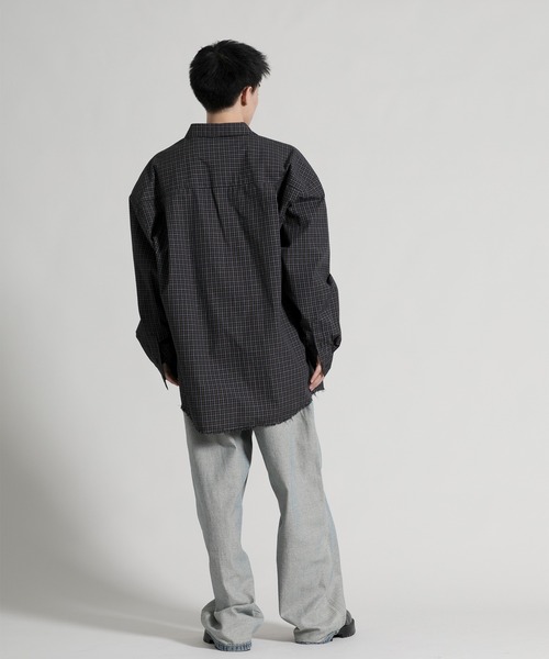 aimoha(アイモハ)の「【aimoha neo】Distressed Vintage Checkered Oversized Shirt(シャツ/ブラウス・メンズ・ダークグレー・MEDIUM/LARGE/X-LARGE)」の4枚目の写真