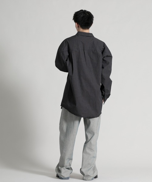 aimoha(アイモハ)の「【aimoha neo】Distressed Vintage Checkered Oversized Shirt(シャツ/ブラウス・メンズ・ダークグレー・MEDIUM/LARGE/X-LARGE)」の5枚目の写真