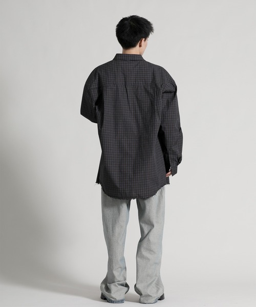 aimoha(アイモハ)の「【aimoha neo】Distressed Vintage Checkered Oversized Shirt(シャツ/ブラウス・メンズ・ダークグレー・MEDIUM/LARGE/X-LARGE)」の6枚目の写真