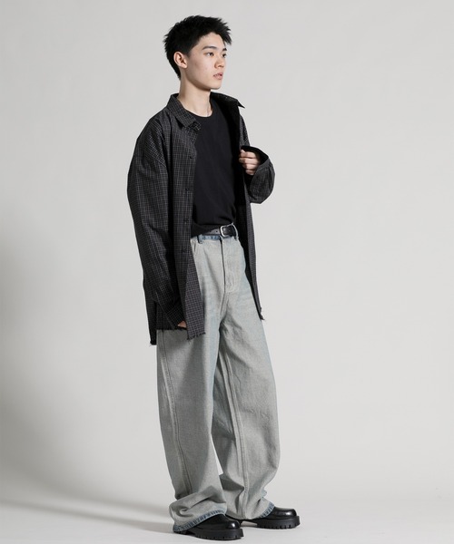aimoha(アイモハ)の「【aimoha neo】Distressed Vintage Checkered Oversized Shirt(シャツ/ブラウス・メンズ・ダークグレー・MEDIUM/LARGE/X-LARGE)」の8枚目の写真