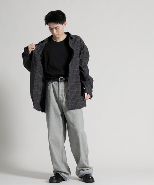 aimoha(アイモハ)の「【aimoha neo】Distressed Vintage Checkered Oversized Shirt(シャツ/ブラウス・メンズ・ダークグレー・MEDIUM/LARGE/X-LARGE)」の9枚目の写真