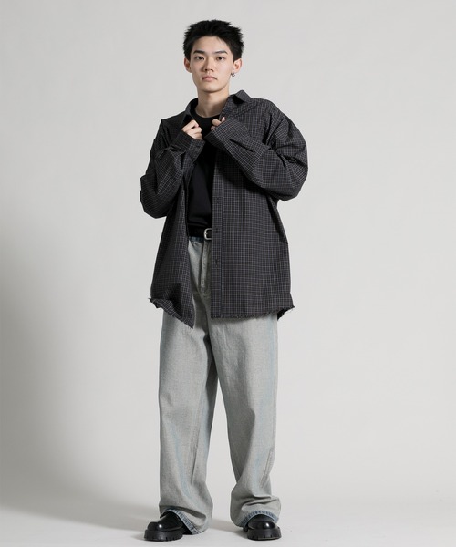 aimoha(アイモハ)の「【aimoha neo】Distressed Vintage Checkered Oversized Shirt(シャツ/ブラウス・メンズ・ダークグレー・MEDIUM/LARGE/X-LARGE)」の10枚目の写真