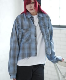 切りっぱなしブラウス 7days Life Styling ブラウス シャツ カットソー素材メタルボタン