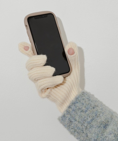 SMELLY（スメリー）の「ホールタッチニットグローブ（手袋・レディース・ベージュ/アイボリー/ブラック・-）」の8枚目の写真