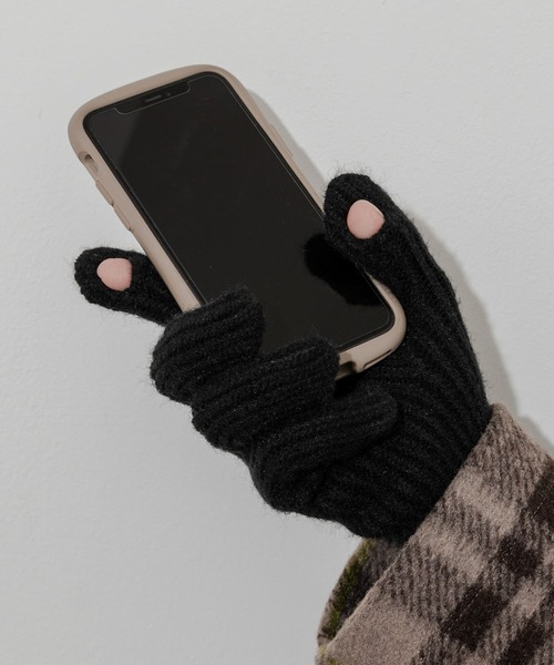 SMELLY（スメリー）の「ホールタッチニットグローブ（手袋・レディース・ベージュ/アイボリー/ブラック・-）」の12枚目の写真