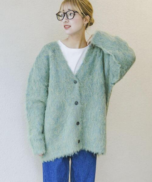 ITEMS URBANRESEARCH（アイテムズ アーバンリサーチ）の「ミックスシャギーカーディガン（ニット/セーター・レディース・グリーン/ベージュ/パープル・FREE）」の10枚目の写真