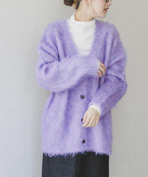 ITEMS URBANRESEARCH（アイテムズ アーバンリサーチ）の「ミックスシャギーカーディガン（ニット/セーター・レディース・グリーン/ベージュ/パープル・FREE）」の16枚目の写真