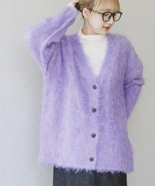 ITEMS URBANRESEARCH（アイテムズ アーバンリサーチ）の「ミックスシャギーカーディガン（ニット/セーター・レディース・グリーン/ベージュ/パープル・FREE）」の17枚目の写真