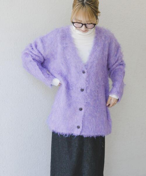 ITEMS URBANRESEARCH（アイテムズ アーバンリサーチ）の「ミックスシャギーカーディガン（ニット/セーター・レディース・グリーン/ベージュ/パープル・FREE）」の18枚目の写真