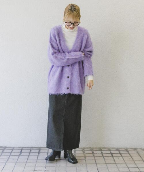 ITEMS URBANRESEARCH（アイテムズ アーバンリサーチ）の「ミックスシャギーカーディガン（ニット/セーター・レディース・グリーン/ベージュ/パープル・FREE）」の20枚目の写真