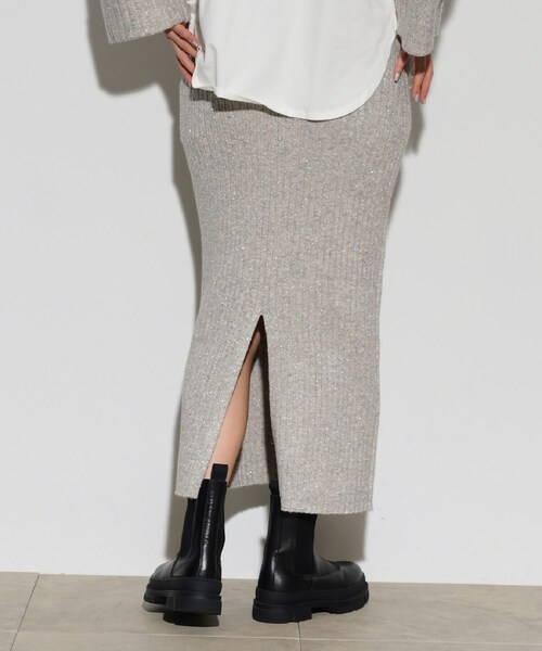 GALLEST（ギャレスト）の「ワイドリブニットスカート（スカート・レディース・チャコールグレー/ベージュ・36/38）」の9枚目の写真