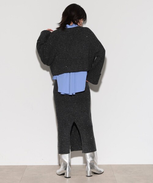 GALLEST（ギャレスト）の「ワイドリブニットスカート（スカート・レディース・チャコールグレー/ベージュ・36/38）」の15枚目の写真