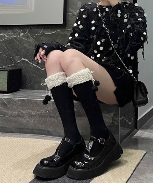 セール】【urge select】もこもこ ポンポン ハイソックス（ソックス