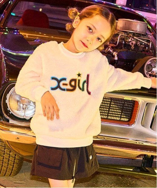 X-girl Stages（エックスガールステージス）の「カラフルロゴフラッフィートレーナー（スウェット・キッズ・ブラック/アイボリー/マルチ・130cm/140cm/80ｃｍ/90cm/110cm/100cm/120cm）」の2枚目の写真