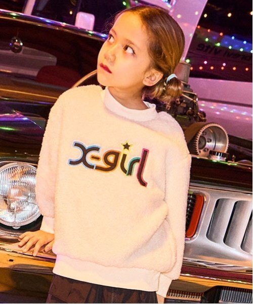 X-girl Stages（エックスガールステージス）の「カラフルロゴフラッフィートレーナー（スウェット・キッズ・ブラック/アイボリー/マルチ・130cm/140cm/80ｃｍ/90cm/110cm/100cm/120cm）」の5枚目の写真