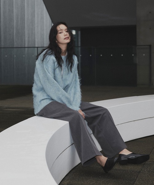 hellam（へラム）の「ミックスシャギー　キーネックニット（ニット/セーター・レディース・グリーン/チャコール/オレンジ/アイボリー/ブルー/チャコールグレー/ブラウン・FREE）」の8枚目の写真