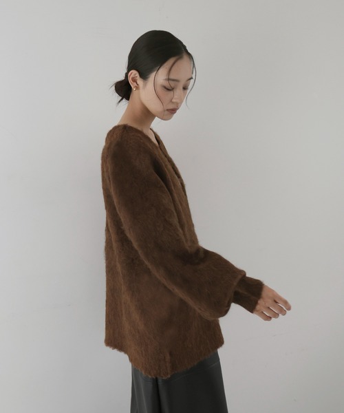 hellam（へラム）の「ミックスシャギー　キーネックニット（ニット/セーター・レディース・グリーン/チャコール/オレンジ/アイボリー/ブルー/チャコールグレー/ブラウン・FREE）」の16枚目の写真