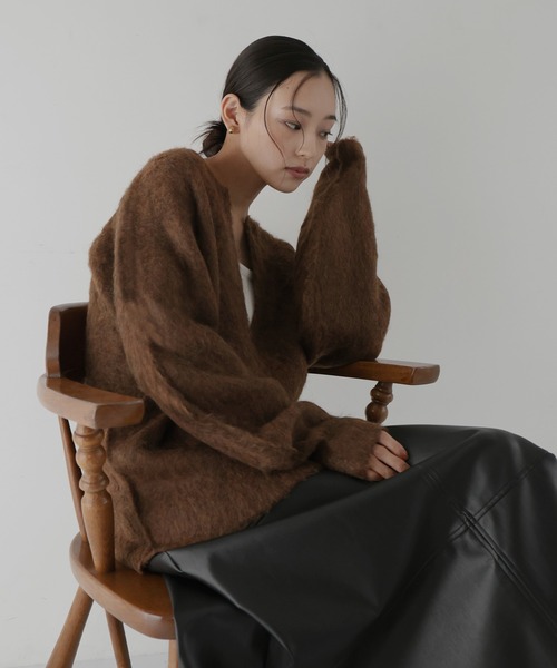 hellam（へラム）の「ミックスシャギー　キーネックニット（ニット/セーター・レディース・グリーン/チャコール/オレンジ/アイボリー/ブルー/チャコールグレー/ブラウン・FREE）」の20枚目の写真