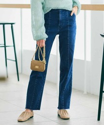 IEDIT | ＩＥＤＩＴ　裏微起毛でふんわりやさしい肌心地のすっきり細見えストレートデニムパンツ〈ブルー〉(デニムパンツ)