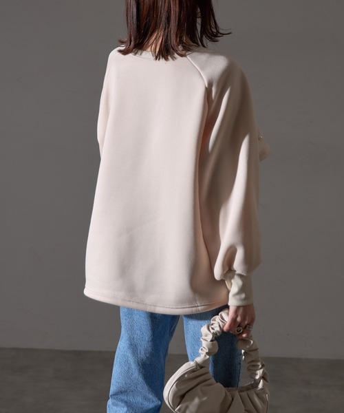 each（イーチ）の「前後2WAYパールケープ付裏起毛スウェット（スウェット・レディース・アイボリー/ブラック/グリーン・FREE）」の7枚目の写真