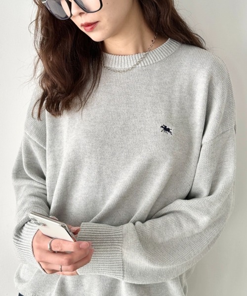 POLOCHAMPS(ポロチャンプス)の「POLOCHAMPS(ポロチャンプス)/ポロチャンプス 別注 ワンポイント刺繍 クルーネック 長袖 オーバーサイズニット セーター(ニット/セーター・レディース・グレー/ブラック/ネイビー・L/M)」の14枚目の写真