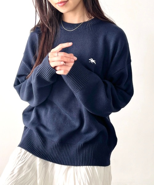 POLOCHAMPS(ポロチャンプス)の「POLOCHAMPS(ポロチャンプス)/ポロチャンプス 別注 ワンポイント刺繍 クルーネック 長袖 オーバーサイズニット セーター(ニット/セーター・レディース・グレー/ブラック/ネイビー・L/M)」の22枚目の写真
