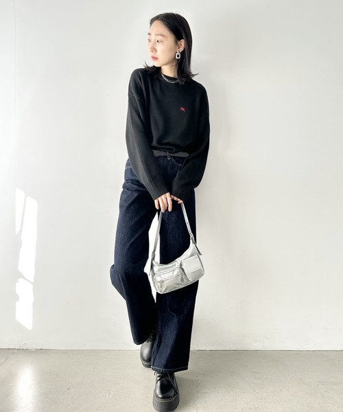 POLOCHAMPS(ポロチャンプス)の「POLOCHAMPS(ポロチャンプス)/ポロチャンプス 別注 ワンポイント刺繍 クルーネック 長袖 オーバーサイズニット セーター(ニット/セーター・レディース・グレー/ブラック/ネイビー・L/M)」の8枚目の写真