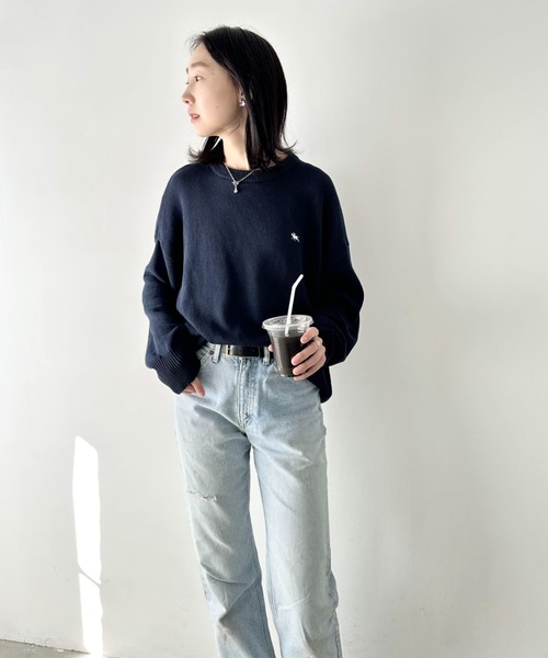 POLOCHAMPS(ポロチャンプス)の「POLOCHAMPS(ポロチャンプス)/ポロチャンプス 別注 ワンポイント刺繍 クルーネック 長袖 オーバーサイズニット セーター(ニット/セーター・レディース・グレー/ブラック/ネイビー・L/M)」の20枚目の写真