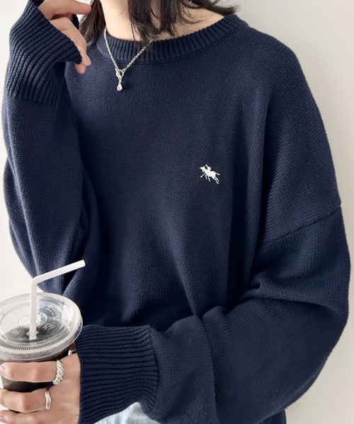 POLOCHAMPS(ポロチャンプス)の「POLOCHAMPS(ポロチャンプス)/ポロチャンプス 別注 ワンポイント刺繍 クルーネック 長袖 オーバーサイズニット セーター(ニット/セーター・レディース・グレー/ブラック/ネイビー・L/M)」の17枚目の写真