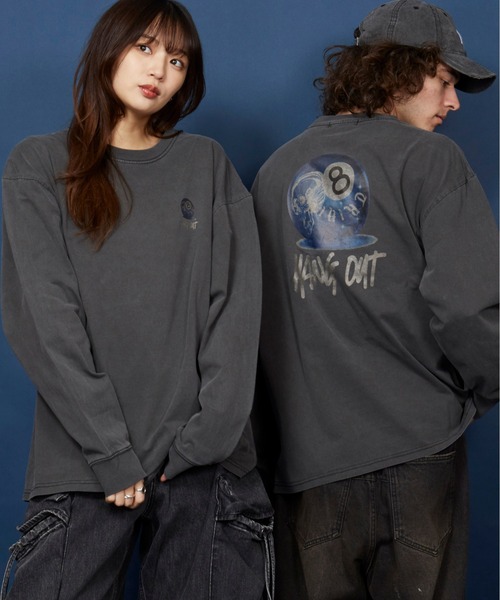 unrelaxing（アンリラクシング）の「ヴィンテージライク 古着風 綿100％ピグメント加工TプリントTシャツ　ロングTシャツ（Tシャツ/カットソー・メンズ・ブラック系その他6/ブラック系1/ブラック系3/その他10/A/ブラック/ブラック系その他2/ブラック×レッド/ブラック系6/ブラック系7/ブラック系8/その他27/その他28/ブラック×シルバー/ブラック系2/ブラック系4/ブラウン系/その他29/ブラック系その他/ブラック系その他3/ブラック系その他5/ブラック×ブルー/その他12/その他20/その他21/その他19/ライトブラック/ブラック×ゴールド/ブラック系5/その他13/スミクロ/ブラック系その他7/ブラウン系9・SMALL/MEDIUM/LARGE/X-LARGE）」の11枚目の写真