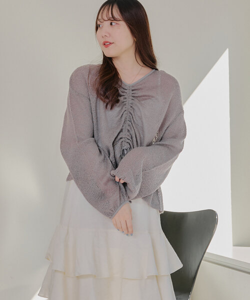 continuer de NICE CLAUP(コンティニューデナイスクラップ)の「【@_chipi2xセレクト】前後2WAYドロストプルオーバー(ニット/セーター・レディース・ブラック/オフホワイト/グレー・FREE)」の13枚目の写真