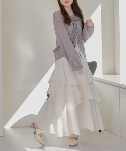 continuer de NICE CLAUP(コンティニューデナイスクラップ)の「【@_chipi2xセレクト】前後2WAYドロストプルオーバー(ニット/セーター・レディース・ブラック/オフホワイト/グレー・FREE)」の17枚目の写真