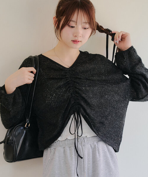 continuer de NICE CLAUP(コンティニューデナイスクラップ)の「【@_chipi2xセレクト】前後2WAYドロストプルオーバー(ニット/セーター・レディース・ブラック/オフホワイト/グレー・FREE)」の19枚目の写真