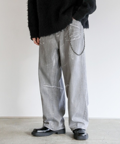 セール】Buyer's Select/銀箔加工ワイドカーブデニムパンツ