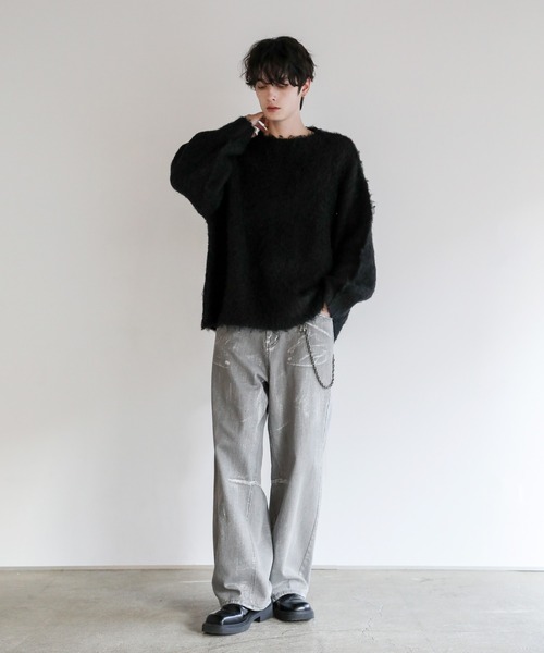 セール】Buyer's Select/銀箔加工ワイドカーブデニムパンツ