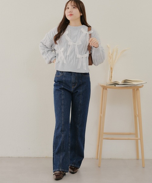 Another Branch olive des olive(アナザーブランチオリーブデオリーブ)の「オーガンリボンモールニット(ニット/セーター・レディース・アイボリー/サックスブルー/チャコールグレー・FREE)」の20枚目の写真