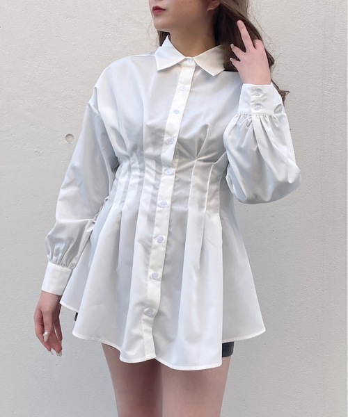 【新品】KOOSタックシャツワンピース セール】 【自分なりの着こなしが楽しめるタックシャツ