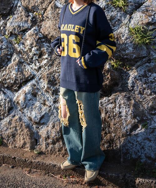 WEGO（ウィゴー）の「WEGO/ナンバリングジャガードVネックニット（ニット/セーター・レディース・アイボリー/ネイビー/ホワイト・FREE）」の22枚目の写真