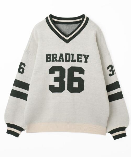 WEGO（ウィゴー）の「WEGO/ナンバリングジャガードVネックニット（ニット/セーター・レディース・アイボリー/ネイビー/ホワイト・FREE）」の10枚目の写真