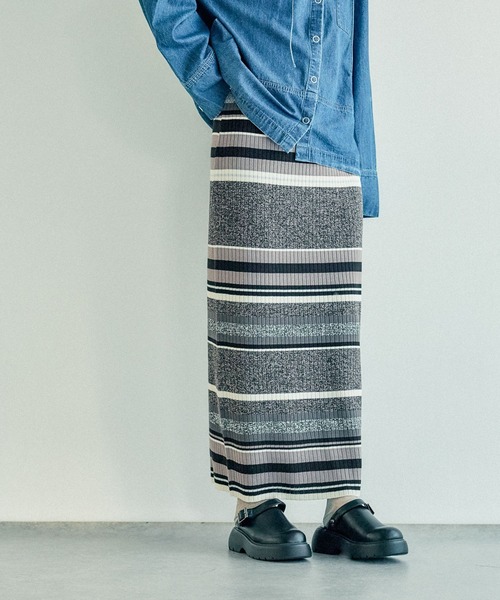 LEPSIM（レプシィム）の「12ゲージマルチボーダースカート　290073（スカート・レディース・グリーン/テラコッタ/ブラック・FREE）」の14枚目の写真