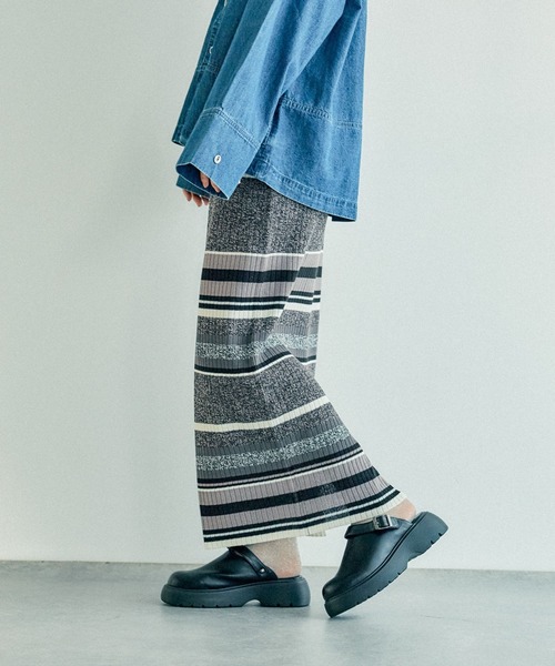 LEPSIM（レプシィム）の「12ゲージマルチボーダースカート　290073（スカート・レディース・グリーン/テラコッタ/ブラック・FREE）」の15枚目の写真