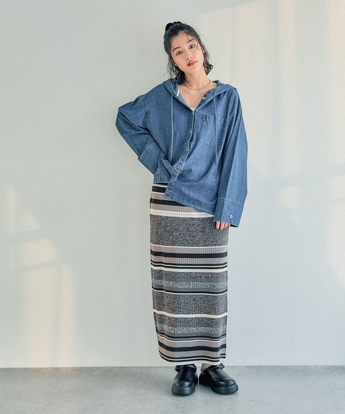 LEPSIM（レプシィム）の「12ゲージマルチボーダースカート　290073（スカート・レディース・グリーン/テラコッタ/ブラック・FREE）」の17枚目の写真